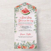 Niedlich Watermelon Sweet Baby Girl Babydusche All In One Einladung (Innen Boden)