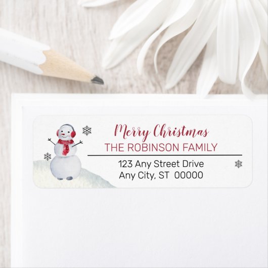 Niedlich Waving Snowman Frohe Weihnachtsfamilie (Insitu)