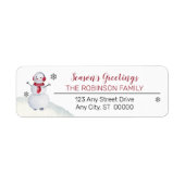 Niedlich Waving Snowman Season's Greetings Family (Vorne)