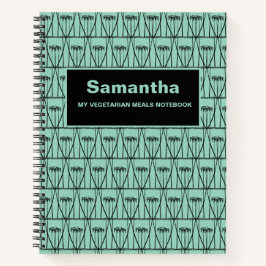 Niedlich, weich grün, Silhouette Vegetarisches Ess Notizblock