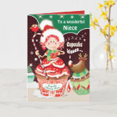 Niedlich, Weihnachten, Nichte, kleiner Kuchen Karte (Gelbe Blume)