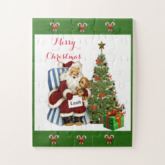 Niedlich Weihnachten Personalisierter Vintager Wei Puzzle (Vertikal)