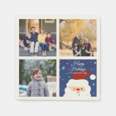 Niedlich Weihnachten Weihnachtsfamilie Fotocollage Serviette (Vorderseite)