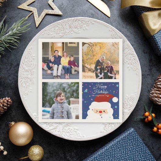 Niedlich Weihnachten Weihnachtsfamilie Fotocollage Serviette