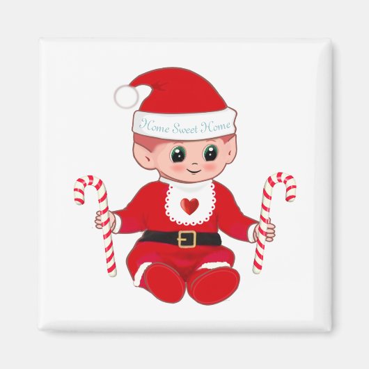 Niedlich Weihnachten Weihnachtsjause Elf & Candy C Magnet (Vorne)