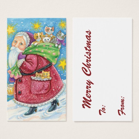 Niedlich Weihnachten, Weihnachtsmann mit Kätzchen (Vorne & Hinten)