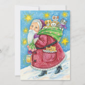 Niedlich Weihnachten, Weihnachtsmann mit Kätzchen Einladung (Vorderseite)