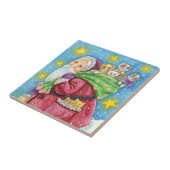 Niedlich Weihnachten, Weihnachtsmann mit Kätzchen  Fliese (Seite)