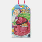 Niedlich Weihnachten, Weihnachtsmann mit Kätzchen Geschenkanhänger (Vorderseite)