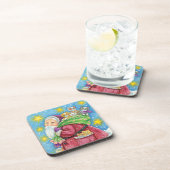 Niedlich Weihnachten, Weihnachtsmann mit Kätzchen  Getränkeuntersetzer (Rechte Seite)