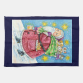 Niedlich Weihnachten, Weihnachtsmann mit Kätzchen  Handtuch (Horizontal)