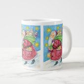 Niedlich Weihnachten, Weihnachtsmann mit Kätzchen  Jumbo-Tasse (Vorderseite Rechts)