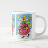 Niedlich Weihnachten, Weihnachtsmann mit Kätzchen  Jumbo-Tasse (Rechts)