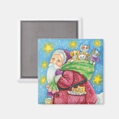 Niedlich Weihnachten, Weihnachtsmann mit Kätzchen Magnet (Vorderseite/Rückseite)