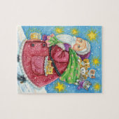 Niedlich Weihnachten, Weihnachtsmann mit Kätzchen Puzzle (Horizontal)