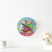 Niedlich Weihnachten, Weihnachtsmann mit Kätzchen Runde Wanduhr (Zuhause)