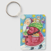 Niedlich Weihnachten, Weihnachtsmann mit Kätzchen Schlüsselanhänger (Vorderseite)