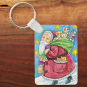 Niedlich Weihnachten, Weihnachtsmann mit Kätzchen  Schlüsselanhänger (Vorderseite)