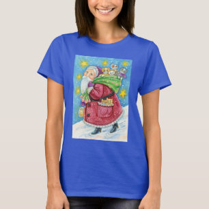 Niedlich Weihnachten, Weihnachtsmann mit Kätzchen  T-Shirt