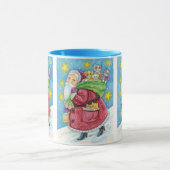 Niedlich Weihnachten, Weihnachtsmann mit Kätzchen Tasse (Zentrum)