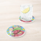 Niedlich Weihnachten, Weihnachtsmann mit Kätzchen  Untersetzer (Seite)