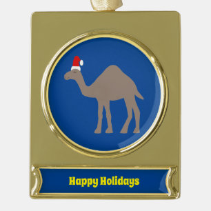 Niedlich Weihnachtskamel Custom Banner-Ornament Gold