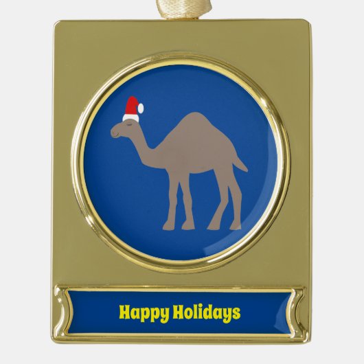 Niedlich Weihnachtskamel Custom Banner-Ornament Gold (Vorderseite)