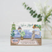 Niedlich Weimaraner Gemütlich Neue Zuhause-Bewegun Ankündigungspostkarte (Stehend Vorderseite)