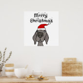 Niedlich Weimaraner Hund frohe Weihnachten Poster (Küche)