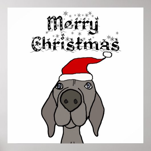Niedlich Weimaraner Hund frohe Weihnachten Poster (Vorne)