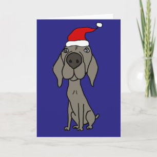 Niedlich Weimaraner Hund in der Weihnachtsmannmütz Feiertagskarte