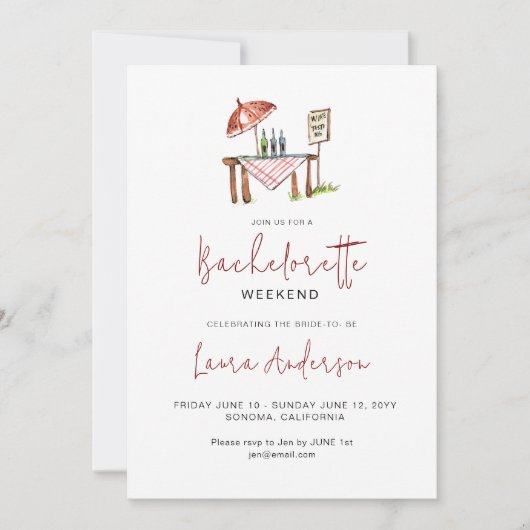 Niedlich Weinverkostung Bachelorette Einladung (Vorderseite)