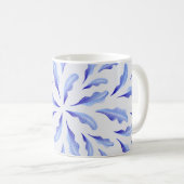 niedlich-weiß-blaue Blätter Blume Kaffeetasse (VorderseiteRechts)