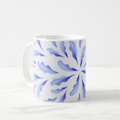 niedlich-weiß-blaue Blätter Blume Kaffeetasse (Vorderseite Links)