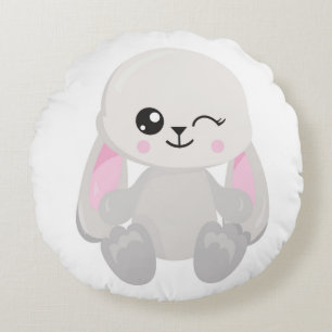 NIEDLICH WEISS LOP OARED BUNNY FRONT & BACK RUNDES KISSEN