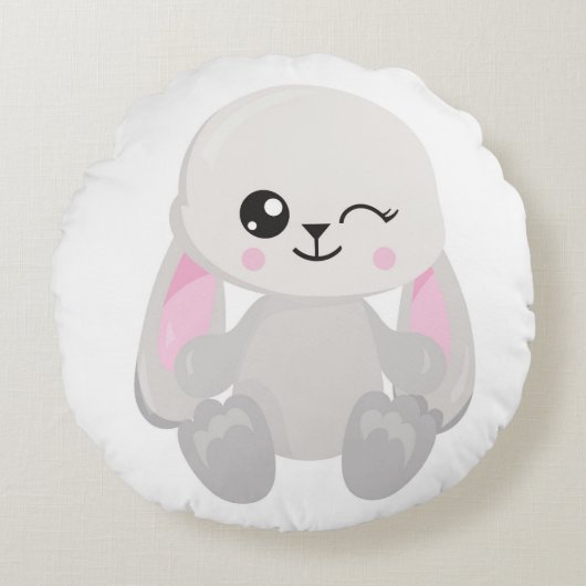 NIEDLICH WEISS LOP OARED BUNNY FRONT & BACK RUNDES KISSEN (Vorderseite)