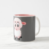Niedlich Weiß und rosa einsam Schafe Zweifarbige Tasse (VorderseiteRechts)