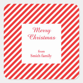 Niedlich, weiß und rot gestreift quadratischer aufkleber