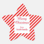 Niedlich, weiß und rot gestreift Stern-Aufkleber (Vorderseite)