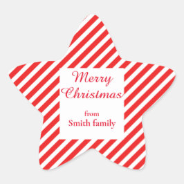 Niedlich, weiß und rot gestreift Stern-Aufkleber