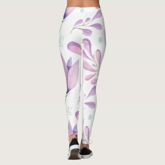 Niedlich Weiße Rosa Blau Blumenmuster Mädchen Frau Leggings (Rückseite)