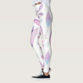 Niedlich Weiße Rosa Blau Blumenmuster Mädchen Frau Leggings (Links)