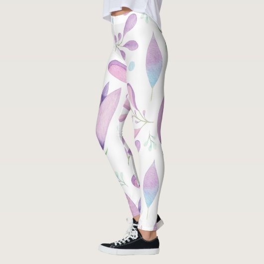 Niedlich Weiße Rosa Blau Blumenmuster Mädchen Frau Leggings (Links)