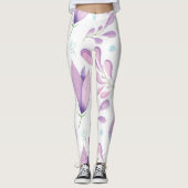 Niedlich Weiße Rosa Blau Blumenmuster Mädchen Frau Leggings (Vorderseite)