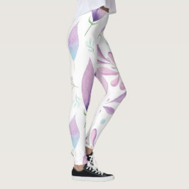 Niedlich Weiße Rosa Blau Blumenmuster Mädchen Frau Leggings