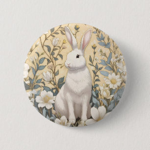 Niedlich-Weißer Hasenpasten Gelbe Blüte Button