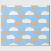 Niedlich-weißer Orangensonne und Wolken Geschenkpapier (Flach)