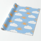 Niedlich-weißer Orangensonne und Wolken Geschenkpapier (Ungerollt)