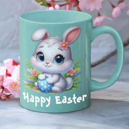 Niedlich Weißer Osterhase mit Ei Kaffeetasse