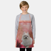 Niedlich Weißer Spitz Hund Personalisiert Schürze (Getragen)